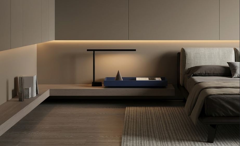 Интериор на родителска спалня: Съвети за Master Bedroom | Studio Petyo Denev 1 Минималистичен интериор на родителска спалня със скрито линейно осветление и вградено нощно осветление